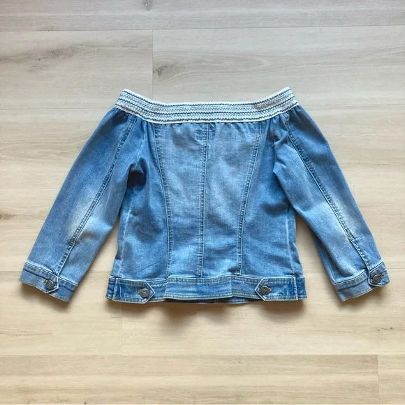 Luisa Spagnoli Denim Jacket Off the Shoulder size 4 - Picture 2 of 7